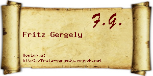 Fritz Gergely névjegykártya
